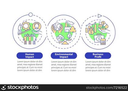 Social enterprise success measurement vector infographic template. Presentation outline design elements. Data visualization with 3 steps. Process timeline info chart. Workflow layout with line icons. Social enterprise success measurement vector infographic template