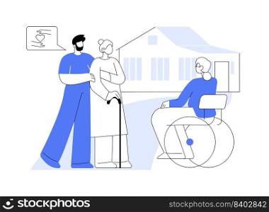 Social facilities abstract concept vector illustration. Social services work, health care centres, education schools, fire brigade station, maternity home, community halls abstract metaphor.. Social facilities abstract concept vector illustration.