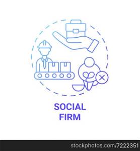 Social firm blue gradient concept icon. Societal entrepreneur abstract idea thin line illustration. Employability. Workplace for people with disabilities. Vector isolated outline color drawing. Social firm blue gradient concept icon