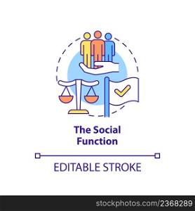 Social function concept icon. Defense of national economic system abstract idea thin line illustration. Isolated outline drawing. Editable stroke. Arial, Myriad Pro-Bold fonts used. Social function concept icon