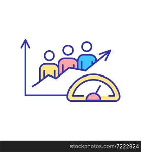 Social growth RGB color icon. Community development and progress. Innovation and improvement. Population growth. Teamwork successful changes. Isolated vector illustration. Simple filled line drawing. Social growth RGB color icon
