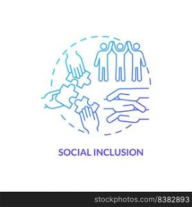 Social inclusion blue gradient concept icon. Equal opportunities in society. LGBT program abstract idea thin line illustration. Isolated outline drawing. Myriad Pro-Bold fonts used. Social inclusion blue gradient concept icon