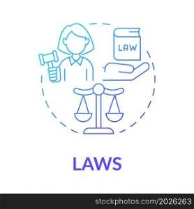 Social laws blue gradient concept icon. Government expectation. Social participation. Justice regulation by legal rules abstract idea thin line illustration. Vector isolated outline color drawing. Social laws blue gradient concept icon