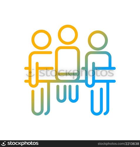 Social loafing gradient linear vector icon. Group responsibility. Collaborative process. People working together. Thin line color symbol. Modern style pictogram. Vector isolated outline drawing. Social loafing gradient linear vector icon