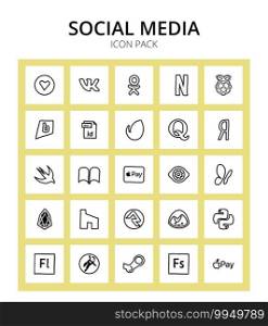 Social Media 25 icons credit card, apple, indesign, ibooks, yandex Editable Vector Design Elements