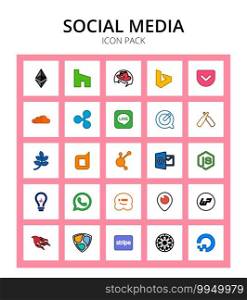 Social Media 25 icons medapps, node, line, outlook, dashcube Editable Vector Design Elements