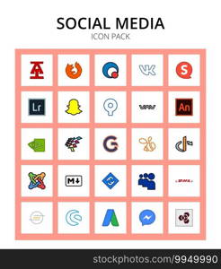 Social Media 25 icons openid, gofore, snapchat, schlix, adobe Editable Vector Design Elements