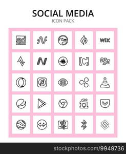 Social Media 25 icons pepsi, ripple, commons, phabricator, opera Editable Vector Design Elements