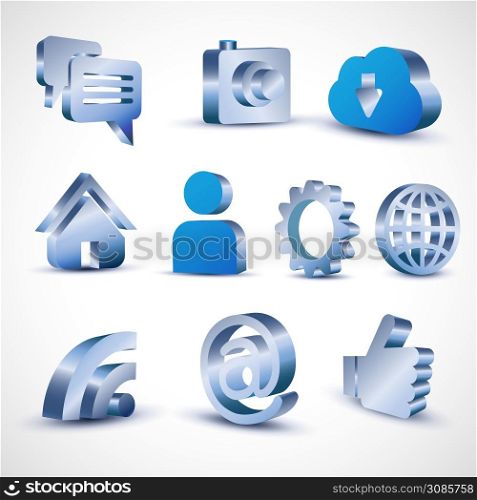 social media 3d icon set, vector illustration