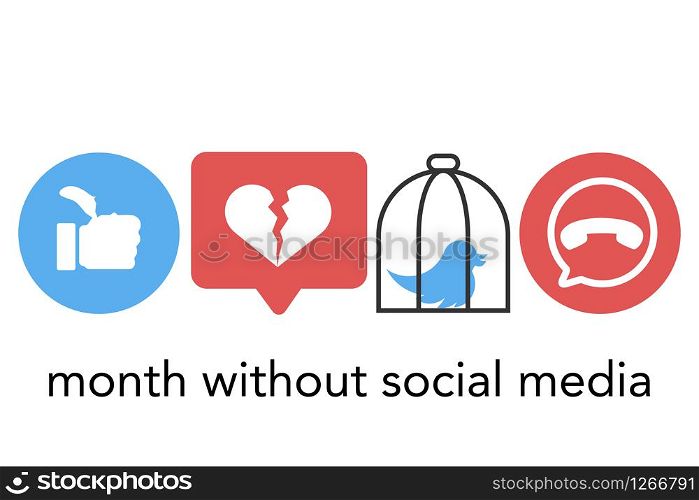 social media addiction leaving concept isolated vector illustration