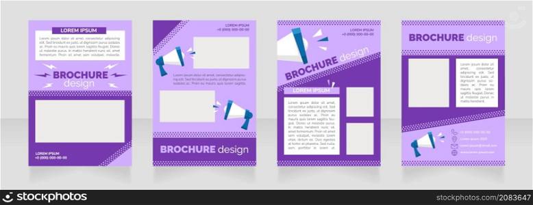 Social media advertisement purple blank brochure layout design. Vertical poster template set with empty copy space for text. Premade corporate reports collection. Editable flyer paper pages. Social media advertisement purple blank brochure layout design