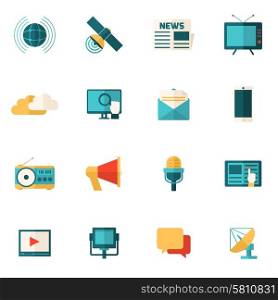 Social media and communication technology flat icons set isolated vector illustration. Media Flat Icons Set