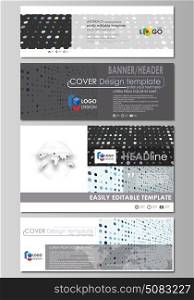 Social media and email headers set, banners. Business templates. Easy editable layouts in popular sizes. Soft color dots with illusion of perspective, dotted background. Modern elegant vector design.. Social media and email headers set, modern banners. Business templates. Easy editable abstract design template, vector layouts in popular sizes. Abstract soft color dots with illusion of depth and perspective, dotted technology background. Multicolored particles, modern pattern, elegant texture, vector design.