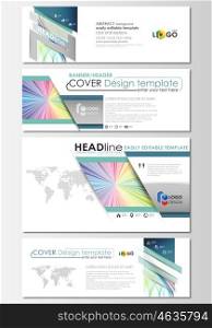 Social media and email headers set, modern banners. Business cover template, easy editable vector, flat layout in popular sizes. Colorful background with abstract waves, lines. Bright color curves. Motion design.