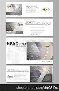 Social media and email headers set, modern banners. Abstract design templates, vector layouts in popular sizes. Chemistry pattern, molecule structure on gray background. Science and technology concept. Social media and email headers set, modern banners. Business templates. Easy editable abstract design template, vector layouts in popular sizes. Chemistry pattern, molecule structure on gray background. Science and technology concept.