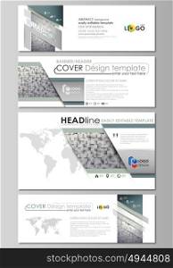 Social media and email headers set, modern banners. Business design templates, vector layouts in popular sizes. Pattern made from squares, gray background in geometrical style. Simple texture.. Social media and email headers set, modern banners. Business templates. Easy editable abstract design template, vector layouts in popular sizes. Pattern made from squares, gray background in geometrical style. Simple texture.