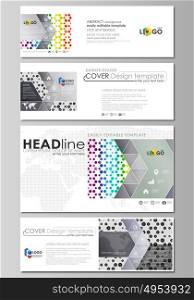 Social media and email headers set, modern banners. Abstract business templates, vector layouts in popular sizes. Chemistry pattern, hexagonal design molecule structure. Geometric colorful background.. Social media and email headers set, modern banners. Business templates. Easy editable abstract design template, vector layouts in popular sizes. Chemistry pattern, hexagonal design molecule structure, scientific, medical DNA research. Geometric colorful background.