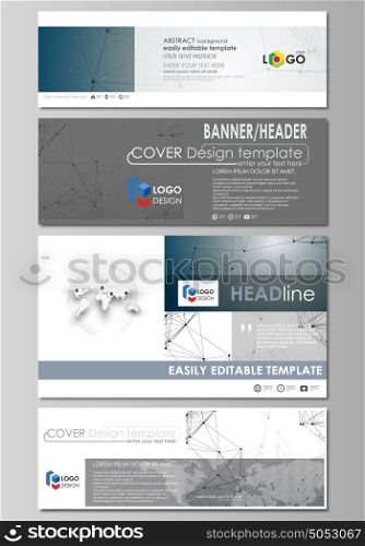 Social media and email headers set, modern banners. Business design template, vector layouts in popular sizes. DNA and neurons molecule structure. Medicine, technology concept. Scalable graphic.. Social media and email headers set, modern banners. Business templates. Easy editable abstract design template, vector layouts in popular sizes. DNA and neurons molecule structure. Medicine, science, technology concept. Scalable graphic.