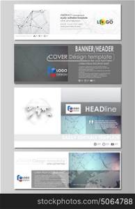 Social media and email headers set, modern banners. Abstract design templates, vector layouts. Compounds lines and dots. Big data visualization in minimal style. Graphic communication background.. Social media and email headers set, modern banners. Business templates. Easy editable abstract design template, vector layouts in popular sizes. Compounds lines and dots. Big data visualization in minimal style. Graphic communication background.