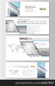 Social media and email headers set, modern banners. Business templates. Cover design template, easy editable, abstract flat layout in popular formats. Abstract blue or gray business pattern with lines, modern stylish vector texture.
