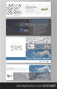 Social media and email headers set, modern banners. Business templates. Easy editable abstract design template, flat layout in popular sizes, vector illustration. Blue color pattern with rhombuses, abstract design geometrical vector background. Simple modern stylish texture.