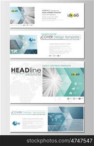 Social media and email headers set, modern banners. Business templates. Cover design template, easy editable, abstract flat layout in popular formats. Abstract blue or gray business pattern with lines, modern stylish vector texture.