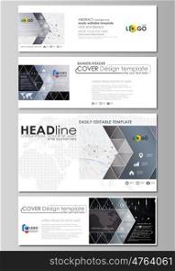 Social media and email headers set, modern banners. Business templates. Easy editable abstract design template, vector layouts in popular sizes. Abstract infographic background in minimalist style made from lines, symbols, charts, diagrams and other elements.