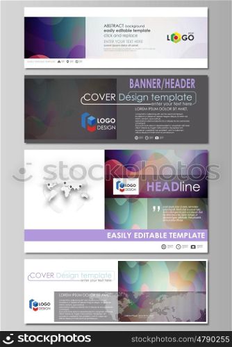 Social media and email headers set, modern banners. Business templates. Easy editable abstract design template, flat layout in popular sizes, vector illustration. Bright color pattern, colorful design with overlapping shapes forming abstract beautiful background.