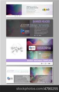 Social media and email headers set, modern banners. Business templates. Easy editable abstract design template, flat layout in popular sizes, vector illustration. Bright color pattern, colorful design with overlapping shapes forming abstract beautiful background.