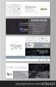 Social media and email headers set, modern banners. Business templates. Easy editable abstract design template, vector layouts in popular sizes. Abstract infographic background in minimalist style made from lines, symbols, charts, diagrams and other elements.