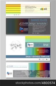 Social media and email headers set, modern banners. Business templates. Easy editable abstract design template, flat layout in popular sizes, vector illustration. Bright color rectangles, colorful design with overlapping geometric rectangular shapes forming abstract beautiful background.
