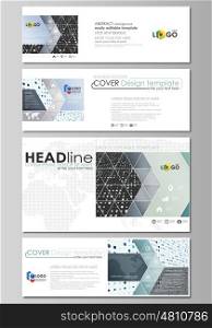 Social media and email headers set, modern banners. Business templates. Easy editable abstract design template, vector layouts in popular sizes. Abstract soft color dots with illusion of depth and perspective, dotted technology background. Multicolored particles, modern pattern, elegant texture, vector design.