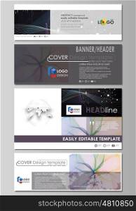 Social media and email headers set, modern banners. Business templates. Easy editable abstract design template, vector layouts in popular sizes. Colorful infographic background in minimalist style made from lines, symbols, charts, diagrams and other elements.