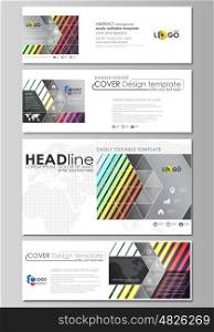 Social media and email headers set, modern banners. Business templates. Easy editable abstract design template, flat layout in popular sizes, vector illustration. Bright color rectangles, colorful design with geometric rectangular shapes forming abstract beautiful background.