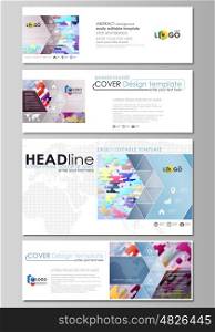 Social media and email headers set, modern banners. Business templates. Easy editable abstract design template, vector layouts in popular sizes. Bright color lines and dots, colorful minimalist backdrop with geometric shapes forming beautiful minimalistic background.
