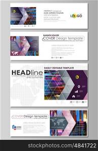 Social media and email headers set, modern banners. Business templates. Easy editable abstract design template, flat layout in popular sizes, vector illustration.