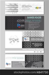 Social media and email headers set, modern banners. Business templates. Easy editable abstract design template, vector layouts in popular sizes. Abstract infinity background, 3d structure with rectangles forming illusion of depth and perspective.
