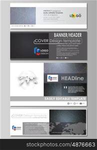 Social media and email headers set, modern banners. Business templates. Easy editable abstract design template, vector layouts in popular sizes. Colorful dark background with abstract lines. Bright color chaotic, random, messy curves. Colourful vector decoration.