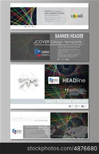 Social media and email headers set, modern banners. Business templates. Easy editable abstract design template, vector layouts in popular sizes. Bright color lines, colorful beautiful background. Perfect decoration.