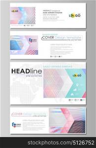 Social media and email headers set, modern banners. Business templates. Abstract template, vector layouts in popular sizes. Sweet pink-blue decoration, pretty romantic design, cute candy background.. Social media and email headers set, modern banners. Business templates. Easy editable abstract design template, vector layouts in popular sizes.