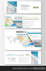 Social media and email headers set, modern banners. Business templates. Easy editable layout in popular sizes. City map with streets. Flat design template, tourism businesses, abstract vector.. Social media and email headers set, modern banners. Business templates. Cover design template, easy editable, abstract flat layout in popular sizes. City map with streets. Flat design template for tourism businesses, abstract vector illustration.