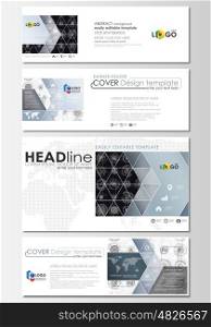 Social media and email headers set, modern banners. Business templates. Flat layouts in popular sizes. High tech design, connecting system. Science, technology concept. Futuristic abstract vector background.