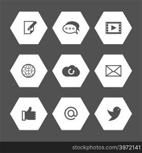 Social media and network icons set. Communication set of icons, vector illustration. Social media and network icons set