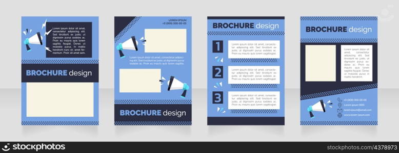 Social media announcement blue blank brochure layout design. Promo service. Vertical poster template set with empty copy space for text. Premade corporate report collection. Editable flyer paper pages. Social media announcement blue blank brochure layout design