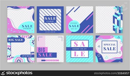 Social media banner. Special offer promotion flyer template with empty space and abstract geometry elements. Vector squares advertising layout set with elegant design. Social media banner. Special offer promotion flyer template with empty space and abstract geometry elements. Vector advertising layout set