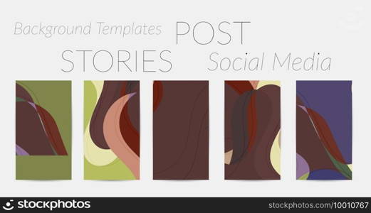 Social media booster background set. Art terrazzo pattern with wavy shapes and lines in earthy natural color for holiday seasonal sale story post. Instagram advertising marketing technologies.