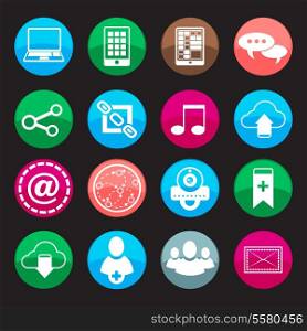 Social media buttons icons set with web blog communication symbols isolated vector illustration