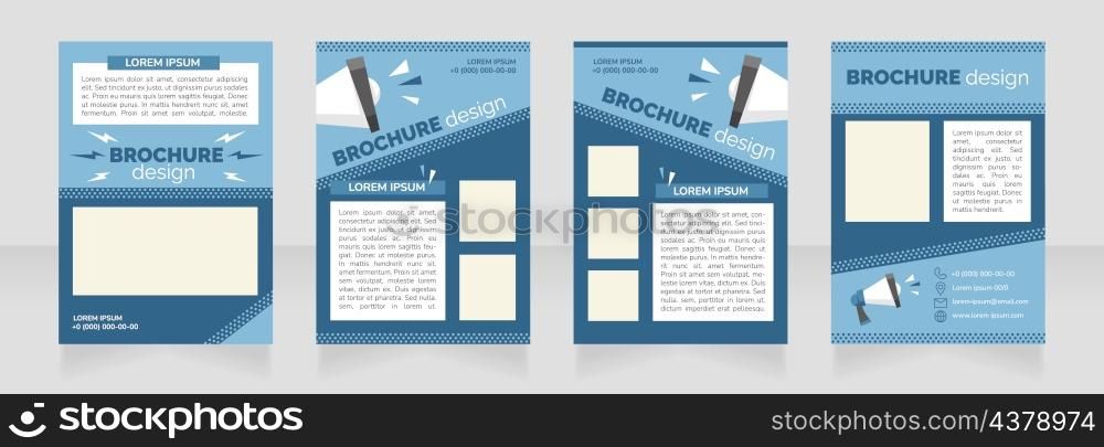 Social media campaign blue blank brochure layout design. Promo service. Vertical poster template set with empty copy space for text. Premade corporate reports collection. Editable flyer paper pages. Social media campaign blue blank brochure layout design