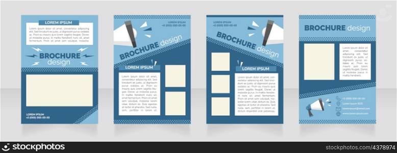 Social media campaign blue blank brochure layout design. Promo service. Vertical poster template set with empty copy space for text. Premade corporate reports collection. Editable flyer paper pages. Social media campaign blue blank brochure layout design