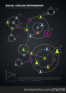 Social media circles infographic and design elements